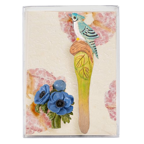 Gift Box w/ Resin Hyacinths Magnet, 5 Flower Paper Cards, 5 Envelopes
