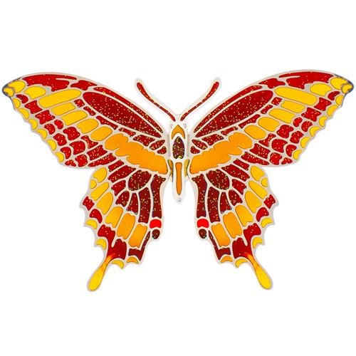 Large Epoxy Butterfly Magnet in Sparkling Orange, Yellow, and Brown