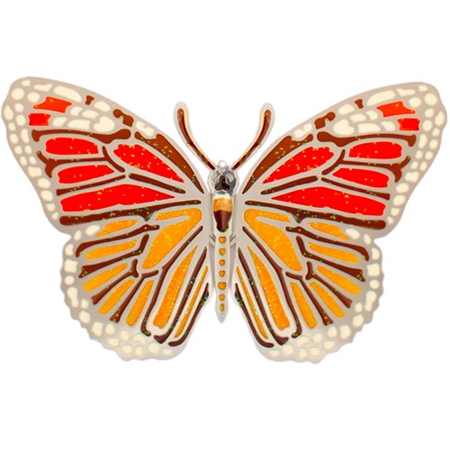 Large Epoxy Butterfly Magnet in Sparkling Orange, Yellow, and Brown