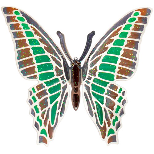 Large Epoxy Butterfly Magnet in Sparkling  Green and Brown