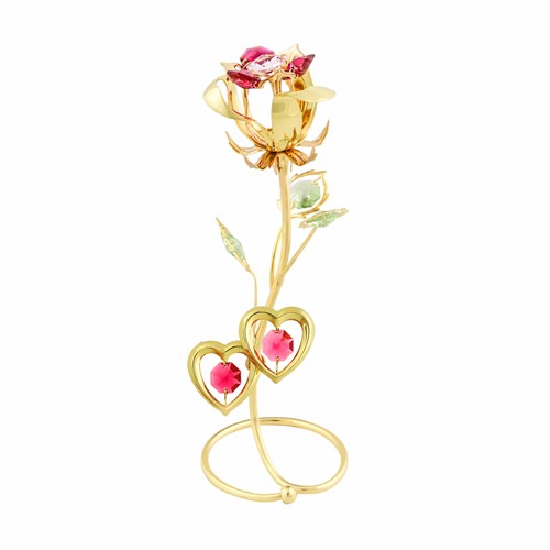 24k Gold Plated Rose Bud S-shaped Stand w/ Swarovski | Mascot USA