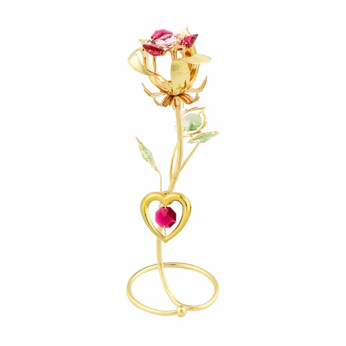 24k Gold Plated Rose Bud S-shaped Stand w/ Swarovski | Mascot USA