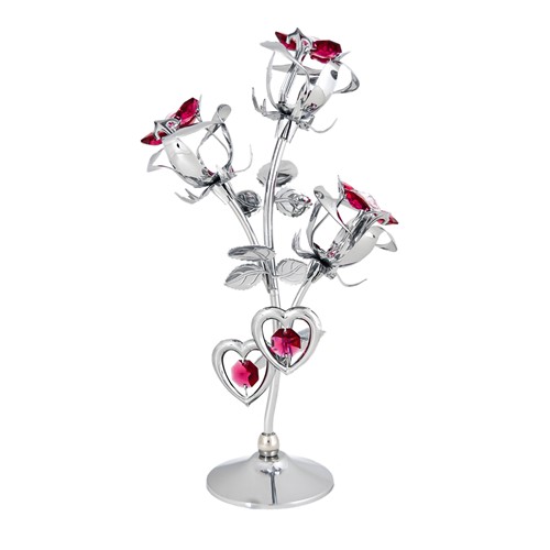 24K-Gold Plated 3 Topaz Roses w/ Hummingbird Magnet