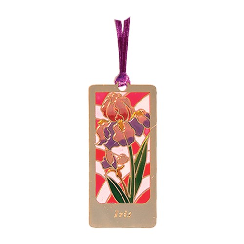 Iris Epoxy Metal Bookmark with Ribbon