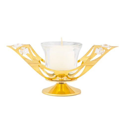 24k Gold-Plated Double Wing Dish Candle Holder (Cocktail Glass Option)