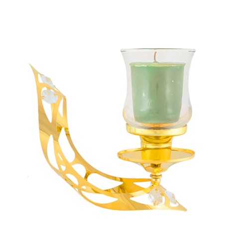 24k Gold-Plated Single Wing Votive Candle Holder (Tulip Glass Option)