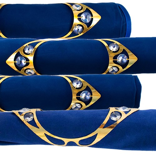 24K Gold-Plated Spiral Tube Napkin Ring with Clear Swarovski Crystals (Set of 4)