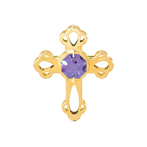 24k Gold Plated Mini Cross Sun Catcher /Swarovski Element Crystal (Blue/Purple)