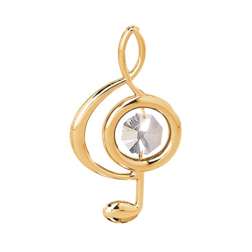 24k Gold Plated Small Treble Clef Sun Catcher w/Clear Swarovski Element Crystal