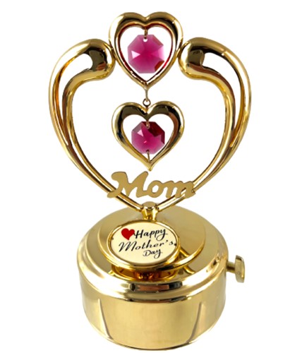 24K Gold Large Crystal Mom Heart Sun Catcher W/ Blue Swarovski | Mascot USA