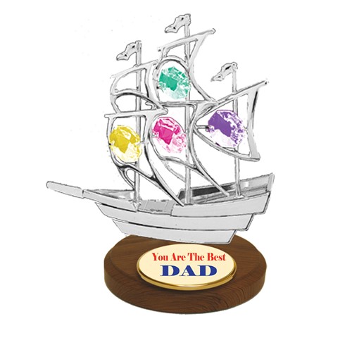 Chrome Plated Sail Boat Free Standing Made W/ Swarovski | Mascot USA