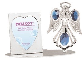 CHROME PLATED ANGEL w/OPEN ARM PICTURE FRAME W/SWAROVSKI ELEMENT