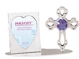 CHROME PLATED CROSS PICTURE FRAME W/SWAROVSKI ELEMENT