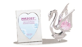 CHROME PLATED SWAN PICTURE FRAME W/SWAROVSKI ELEMENT