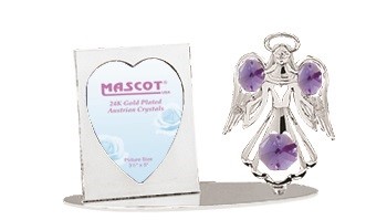 CHROME PLATED ANGEL w/OPEN ARM PICTURE FRAME W/SWAROVSKI ELEMENT