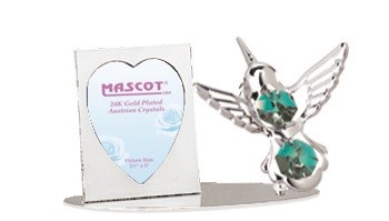 CHROME PLATED HUMMINGBIRD PICTURE FRAME W/SWAROVSKI ELEMENT