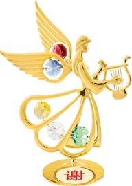 Gold Plated Angel/Trumpet Tabletop Free Standing w/Swarovski Crystal | Mascot USA