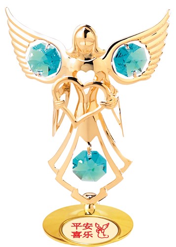 Gold Plated Angel/ DOVE Tabletop Free Standing w/Swarovski Crystal | Mascot USA