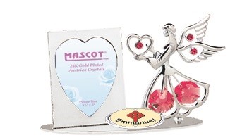 CHROME-PLATED ANGEL WITH HEART PICTURE FRAME