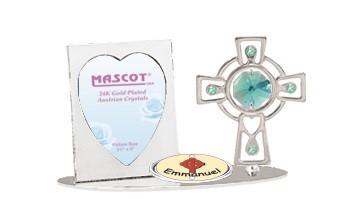 CHROME-PLATED CROSS PICTURE FRAME with LOGO