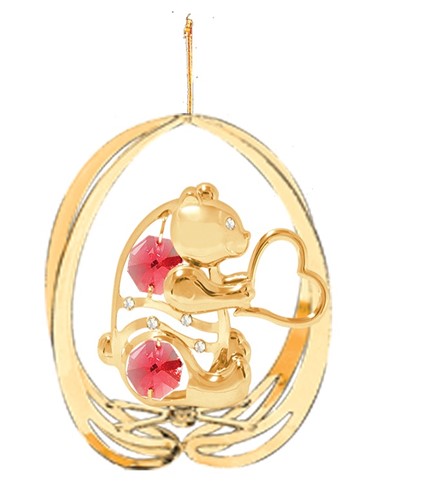 24K Gold Plated Cross In Tree Ornament W/Swarovski | Mascot USA