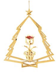 24K Gold Plated Butterfly In Tree Ornament W/ Swarovski | Mascot USA