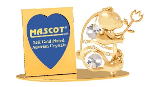24K Gold Plated Owl Petite Picture Frame w/Clear Swarovski Crystal