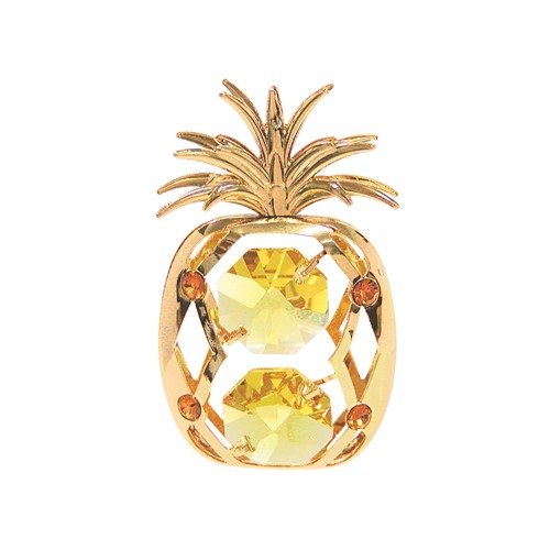 24k Gold Plated Pineapple Free Stand w/ Swarovski Element Crystal