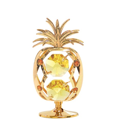 24k Gold Plated Pineapple Free Stand w/ Swarovski Element Crystal