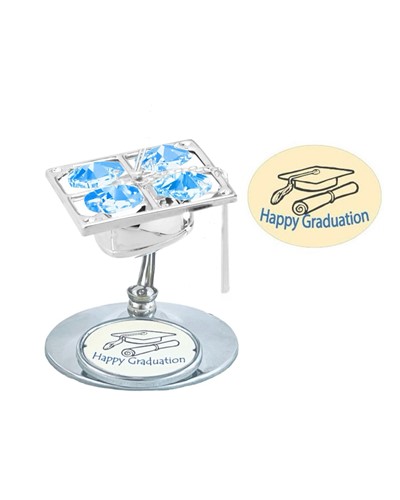 Chrome Plated Graduation Cap Free Standing  w/Swarovski Element Crystal