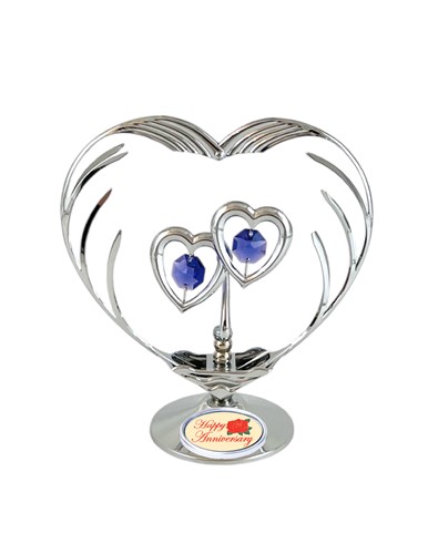Rose Gold Plated Love In Heart W/Flowers On Stand W/Swarovski | Mascot USA