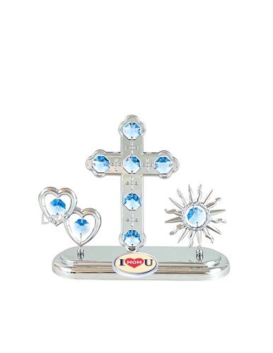 Rose Gold Plated Love In Heart W/Flowers On Stand W/Swarovski | Mascot USA
