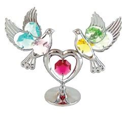 Chrome Plated Ballerina Mirror Music Box with Mixed Swarovski Element Crystal