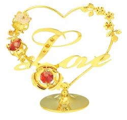 Chrome Plated Love In Heart W/Flowers On Stand W/Swarovski | Mascot USA