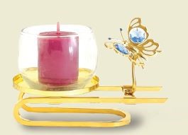 24K Gold Plated Hummingbird In Flower Ring Ornament W/Swarovski | Mascot USA