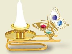 24K Gold Plated Hummingbird In Flower Ring Ornament W/Swarovski | Mascot USA