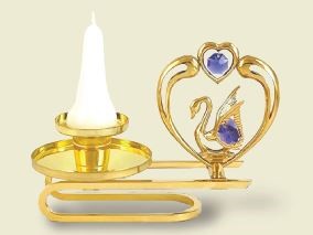 24K Gold Plated Hummingbird In Flower Ring Ornament W/Swarovski | Mascot USA