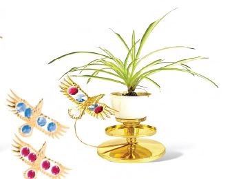 24K Gold Plated Hummingbird In Flower Ring Ornament W/Swarovski | Mascot USA