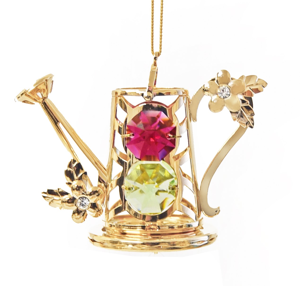 24K Gold Plated Watering Can Ornament/Swarovski Mascot USA