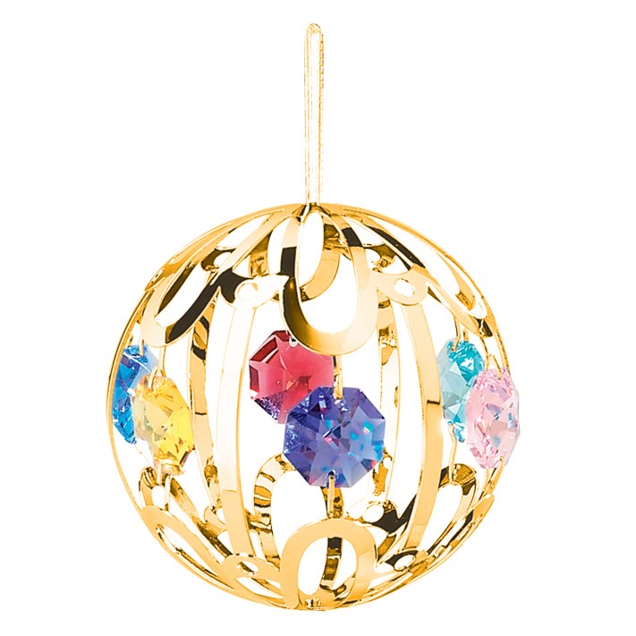 24K Gold Plated Small Crystal Ball Ornament/Swarovski Mascot USA